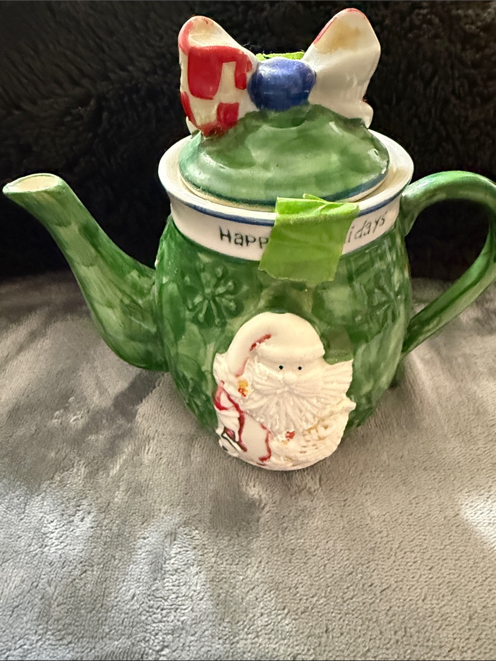 Holiday Green Santa Teapot Ceramic Decorative Teapot